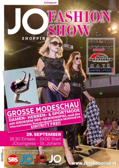 Am 29. September ist es wieder so weit. die 5. JOregional Fashionshow der führenden St. Johanner Modehöuser geht wortwörtlich \