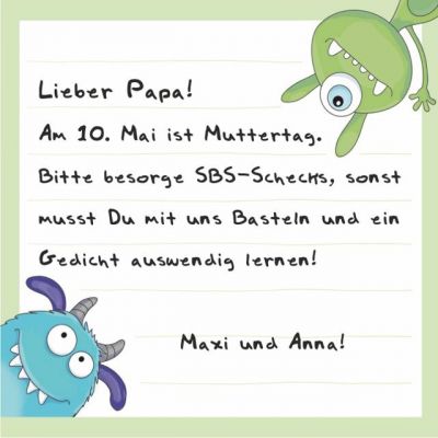 Für alle Papas die weder basteln noch mit den Kids Gedichte auswendig lernen wollen, haben wir das perfekte Muttertagsgeschenk: SBS-Schecks! ...