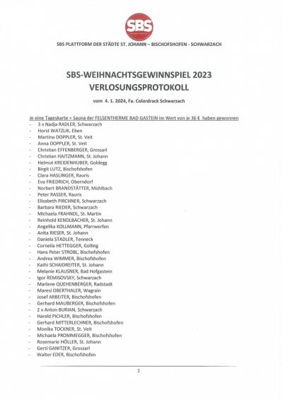 Das SBS-Weihnachtsgewinnspiel funktioniert ganz einfach: In der Zeit von 6. November bis 24. Dezember 2023  in den teilnehmenden Geschäften einkaufen gehen...